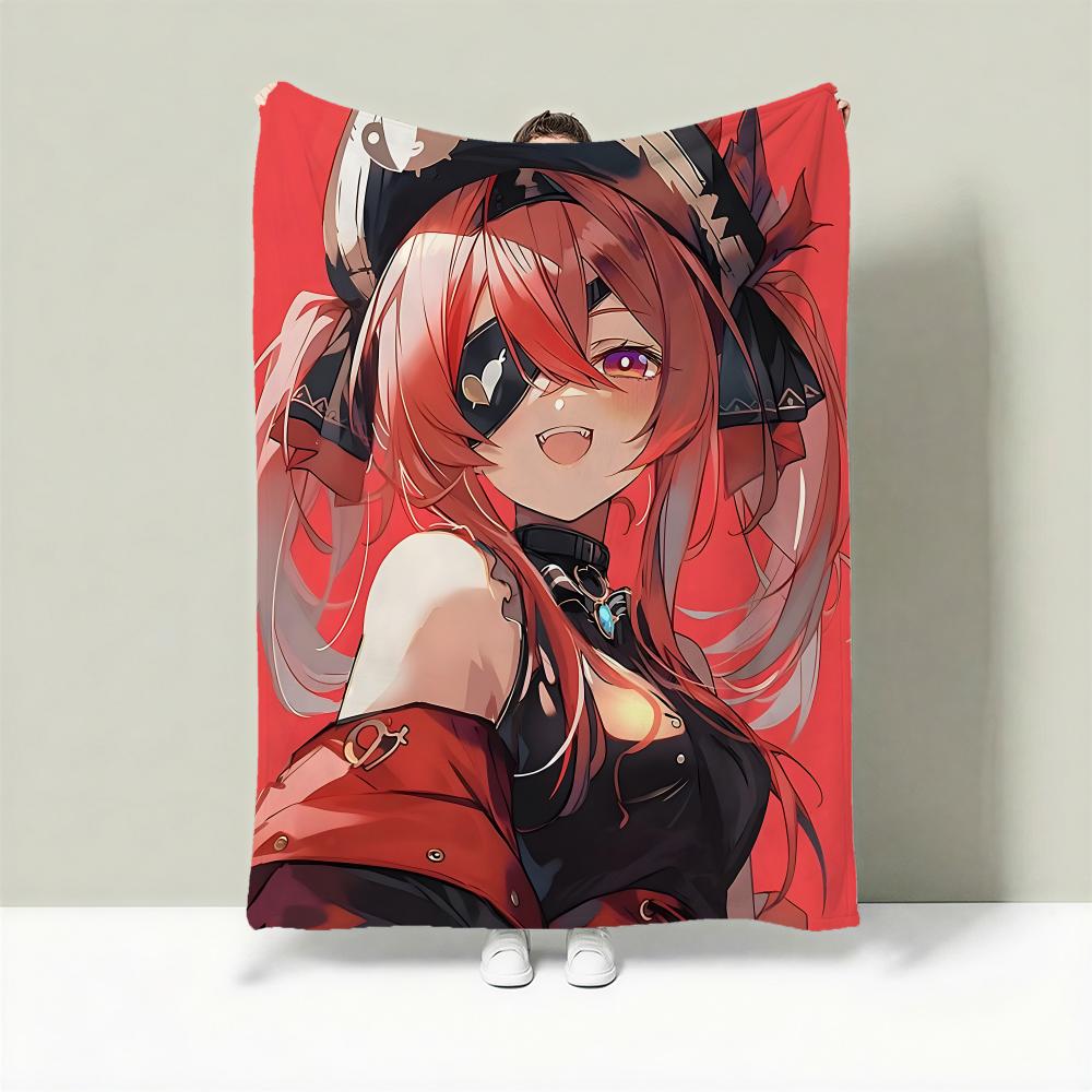 Character H-Houshou Marine Throw Lightweight 240g Flannel Blanket Soft Skin-friendly for Summer Cooling