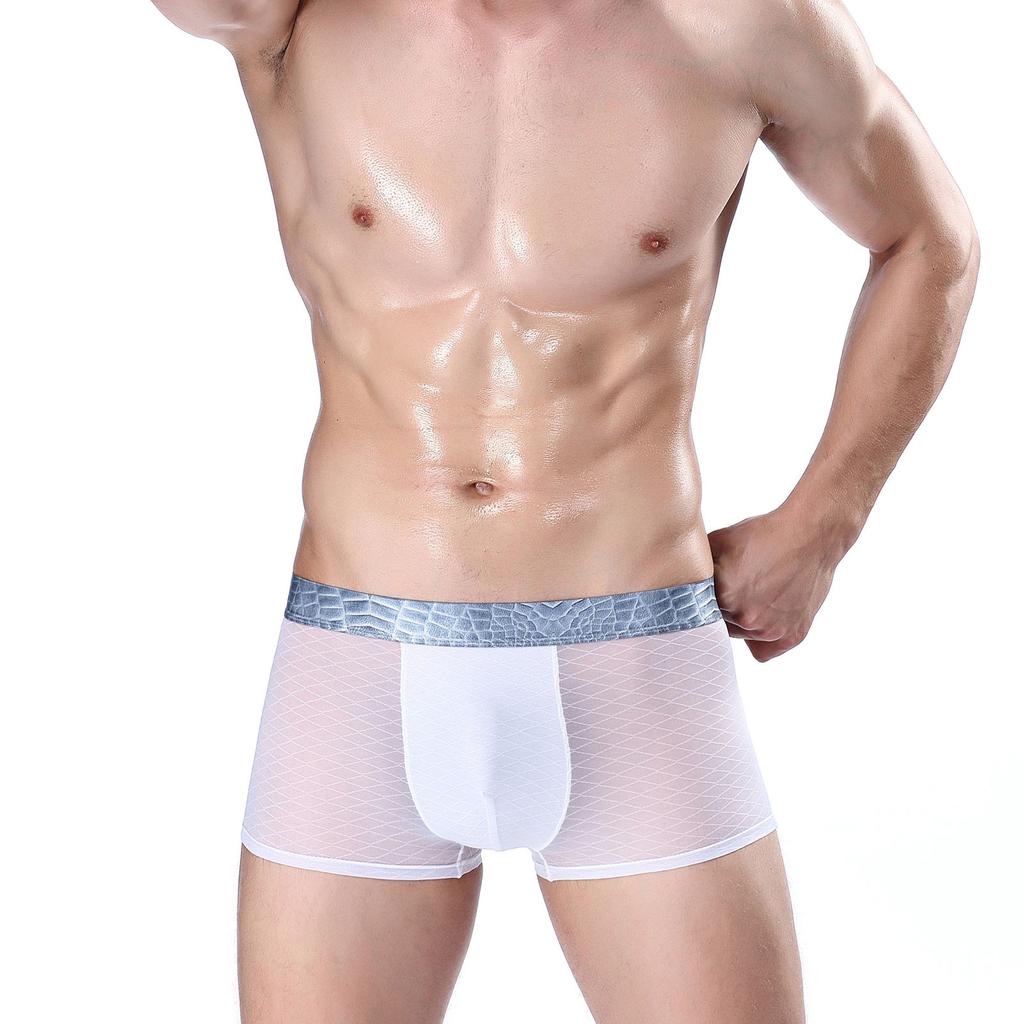 MuscleMan Мужское нижнее белье Лоскутное цветное ледяное шелковое сексуальное дышащее трусы-боксеры