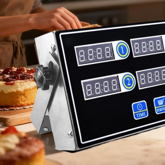 Кухонный таймер Корпус из нержавеющей стали Цифровой таймер обратного отсчета с 8-канальным светодиодным дисплеем Профессиональный таймер-калькулятор