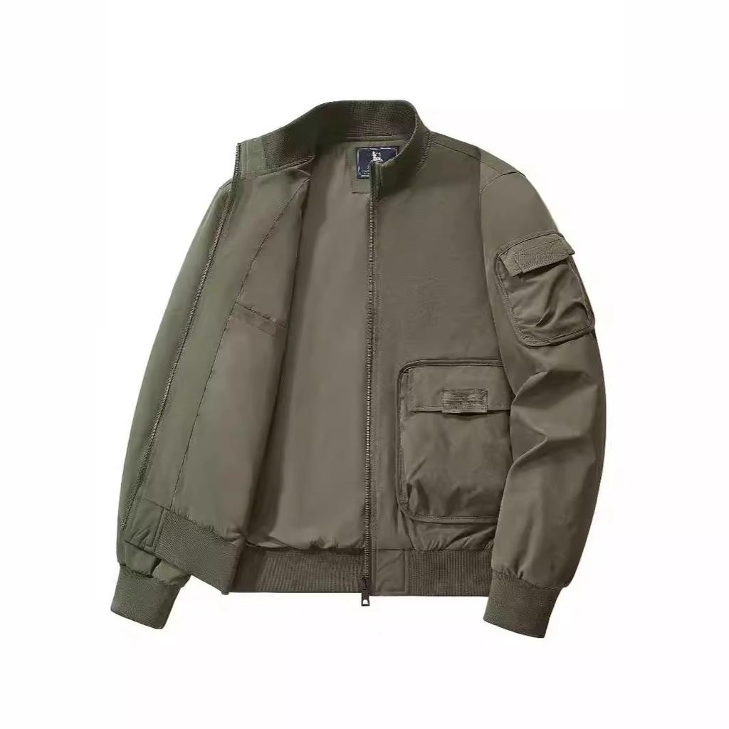 Мужская куртка свободного покроя с длинными рукавами на весну и осень, однотонная повседневная куртка