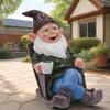 Christmas Dwarf Statue 3D Drinking Coffee Dwarf Resin Outdoor Sculpture Dwarf Garden Decoration Lawn Decoration Courtyard Balcony Ornament