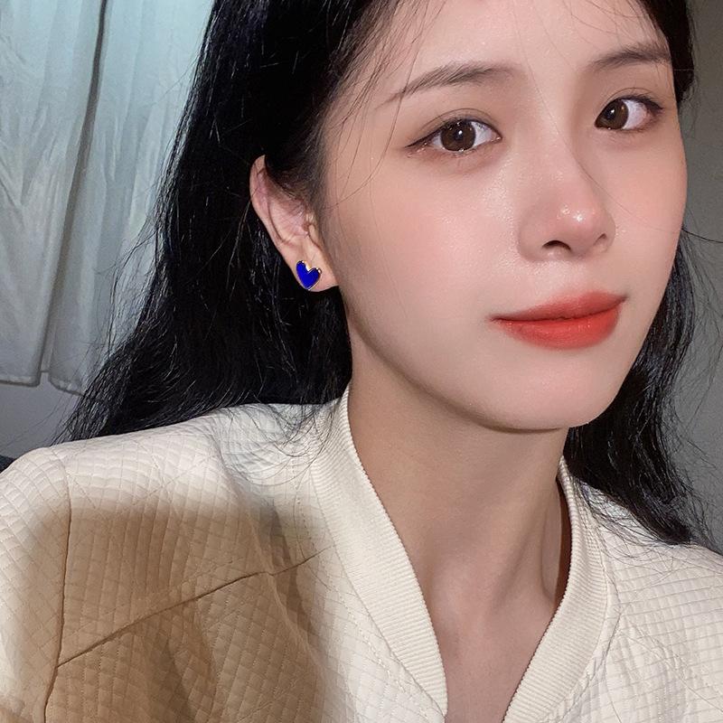 Серьги Batu Blue Love, Annual Tide, серьги-гвоздики Korean Temperament, Women'S Design Sense, атмосферные серьги