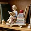 Wear-resistant Decorative Crafts Wooden Reading Desktop Ornaments for Home Office Decor, Minimalist Figurine, Creative Appearance Table Art