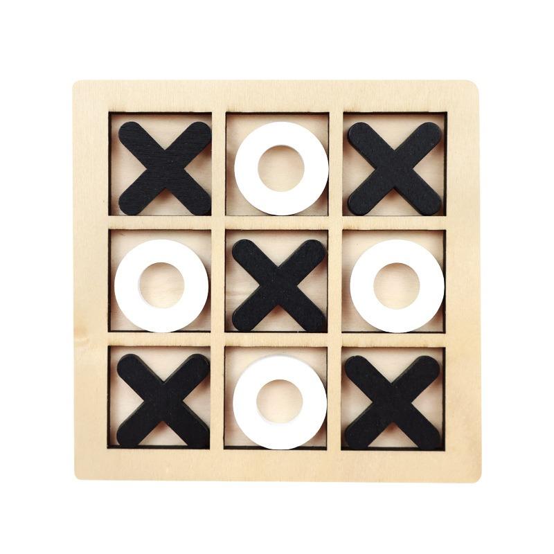 XO Tic-Tac-Toe Strategy Game Set - Wooden Logic Brain Teaser for Family & Early Learning, Interactive Educational Board Game
