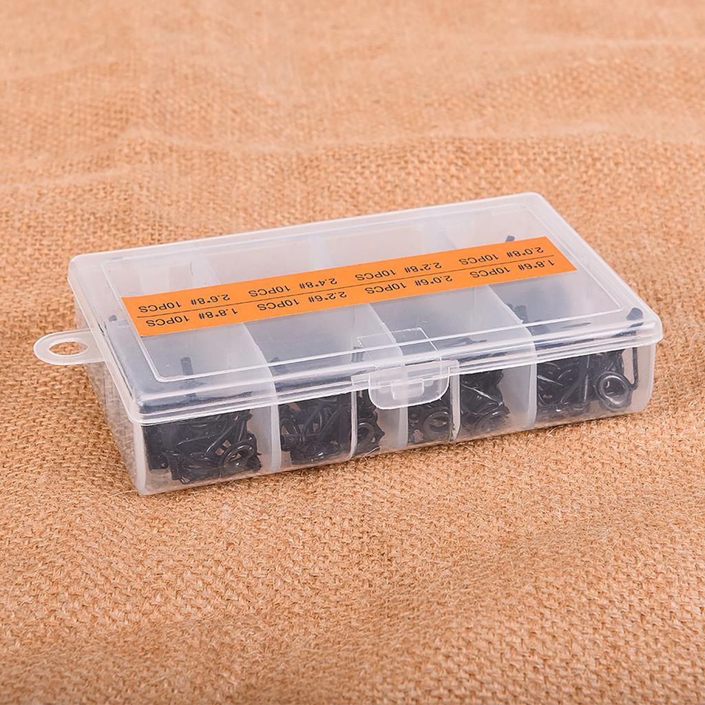 Коробка 80 шт. 8 размеров Набор для ремонта наконечника направляющего кольца телескопического удилища Сделай сам Кольца для глаз Направляющая удилища Рыболовные снасти