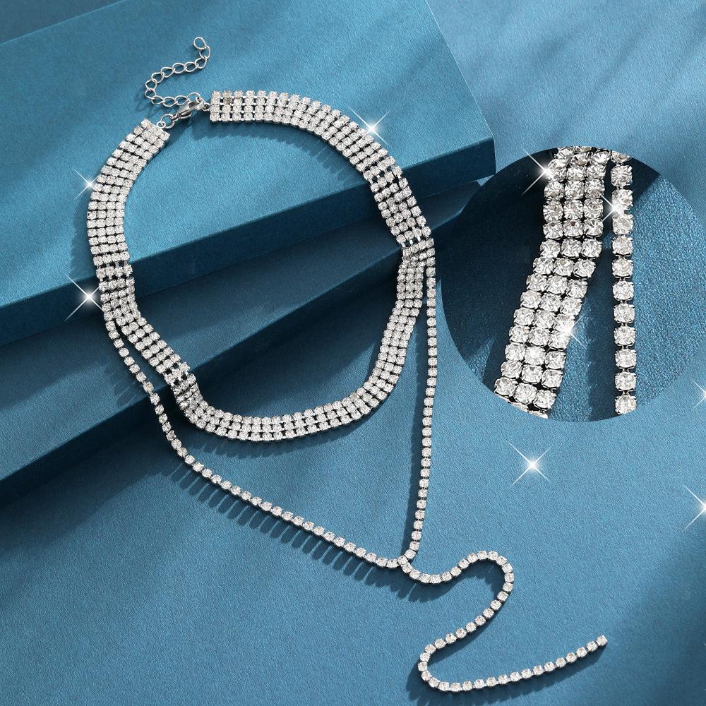Zircon Water Drop Choker Necklace Light Luxury Niche High-End Collar Autumn And Winter Dress Versatile Temperament Jewelry