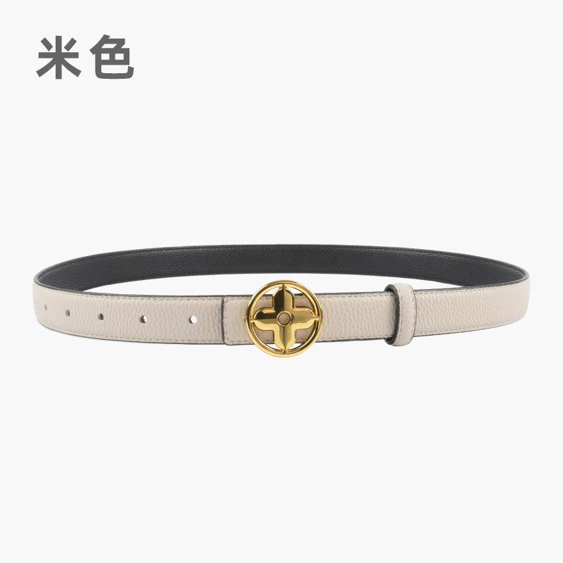 Lychee Pattern Can Be Used On Both Sides, First Layer Cowhide Leather Women'S Belt, Simple Belt With Jeans Casual Pants
