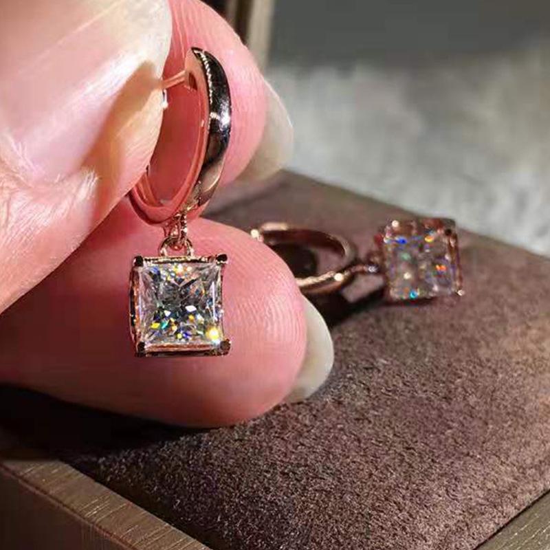 BELLA BOX Великолепные серьги-капли с квадратным кристаллом/сердцем из кубического циркония для женщин, нежные серьги для свадьбы, вечеринки, подарка на день рождения, хит продаж