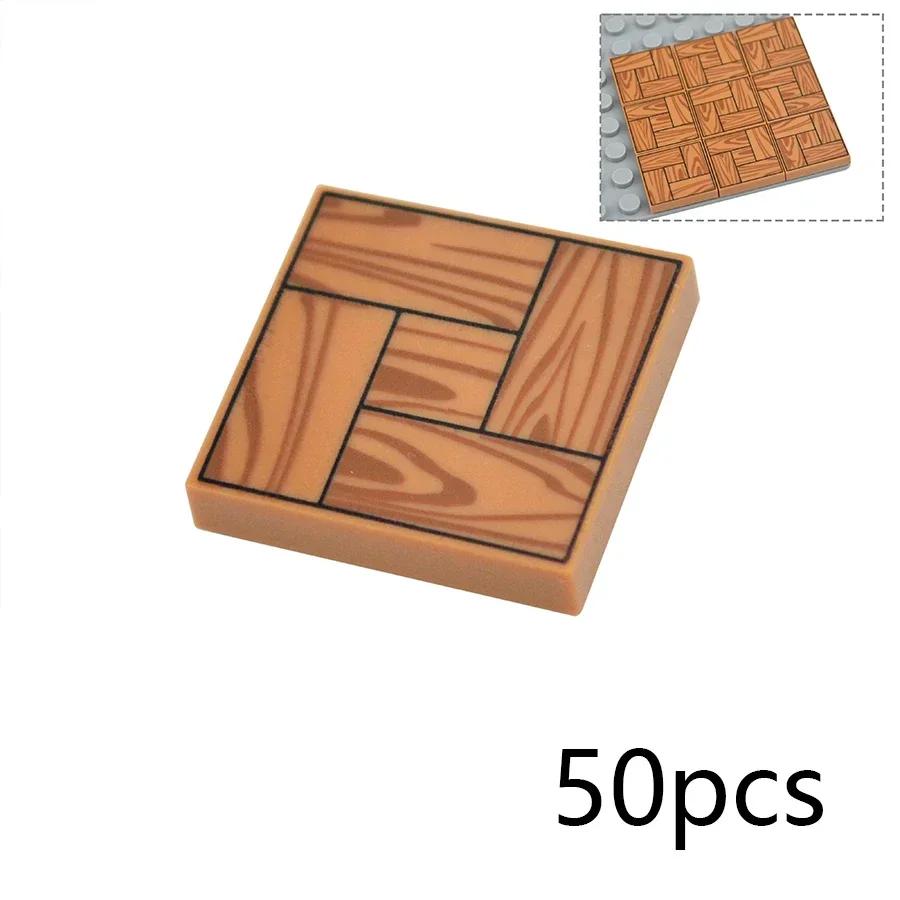 Smooth 2x2 Floor Printed Tile Assembled Building Blocks MOC City House Bricks Decoration Ceramic Tile Construction Toys