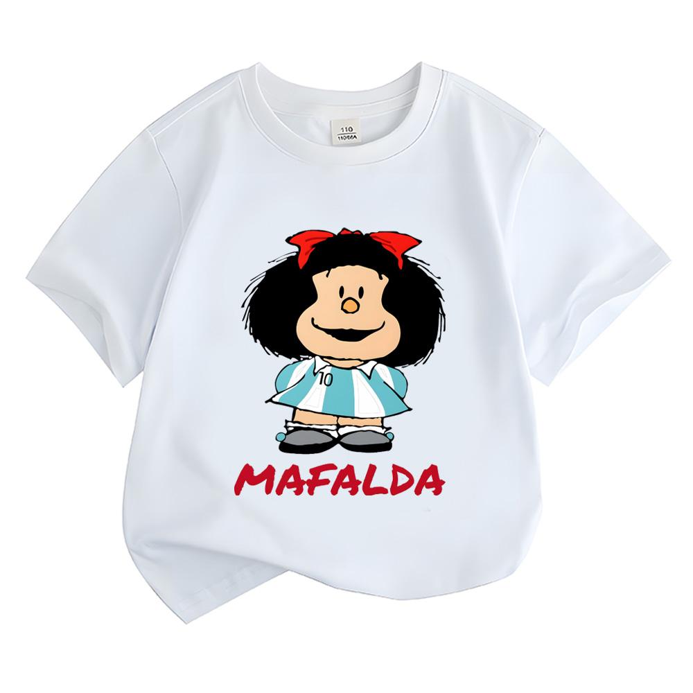 2026 New Style Mafalda Comic Round Neck Tees Boys Girls Kids Clothing 100%Cotton Tops High Quality Sports Sleeves Fashion Streetwear