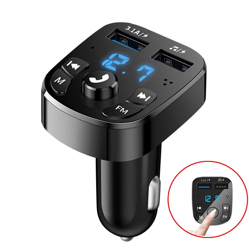 Bluetooth 5.0 Car Charger Dual USB Car Kit FM Transmitter Audio MP3 Player Autoradio Handsfree 3.1A 12-24V For iPhone Samsung