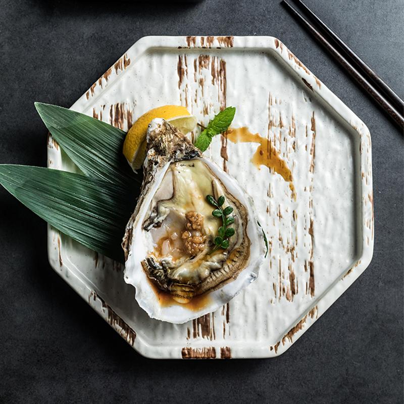 Креативные изысканные керамические тарелки в японском стиле для ресторана, морепродуктов, суши, обеденная тарелка для дома, послеобеденного чая, десерта, фруктов