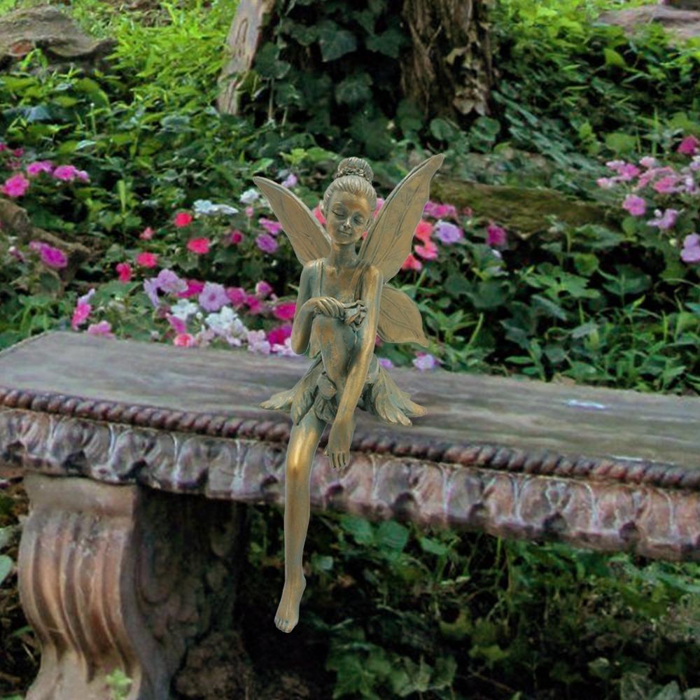 Retro Sitting Flower Fairy Figurine Resin Crafts Fairy Sculpture  Home Office Decor