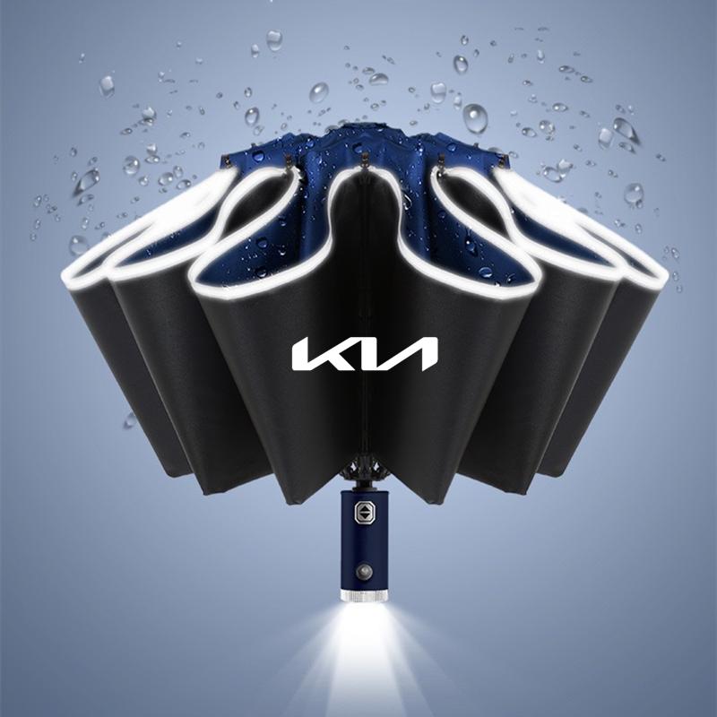Car Fully Automatic Umbrella LED Flashlight UV Umbrellas For KIA sportage cerato Optima K2 K3 K4 K5 rio soul stonic Accessories