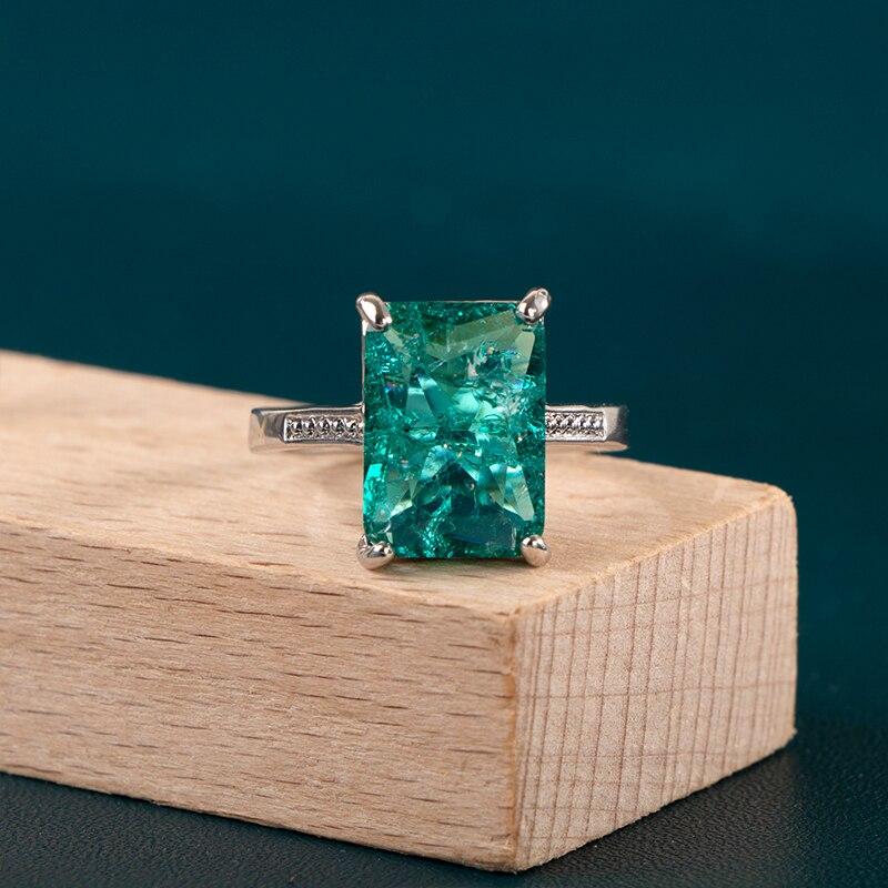 BELLA BOX Женские кольца с большим прямоугольным камнем, ярко-зеленый цвет, благородное женское кольцо на палец для вечеринки, модные аксессуары высокого качества