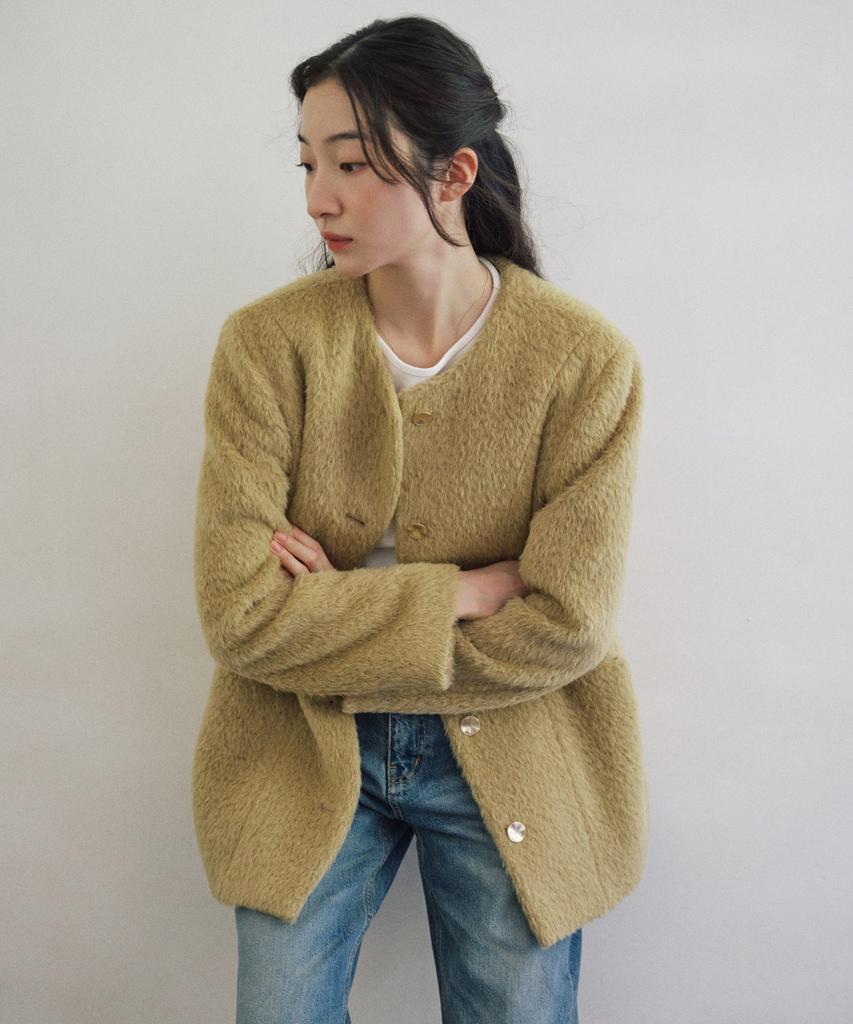 STEP AROUND Suri Arpaca Round Mid Jacket_Beige