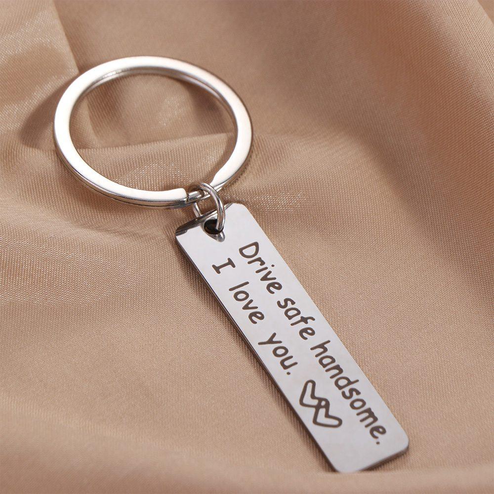 Stainless Steel Drive Safe Keychain Letter Keychain Gifts for Valentines Day