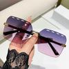 Chic UV Gradient Protection Rimless Sunglasses - Women's High-End Summer Shades for Driving