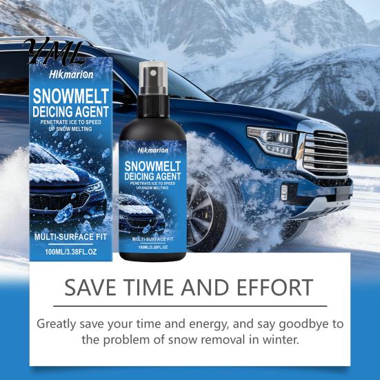 Fast Acting Ice Remover Car Windshield De-Icer Spray, 100ml Winter Window Snow Melting Agent for Auto Glass Mirrors Vehicle Scraper Alternative