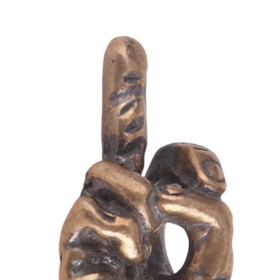 Middle Finger Figurine Brass Gold Freestanding Hand Sculpture Copper Middle Finger Pocket Lucky Charm for Home Shelf Desk Decor