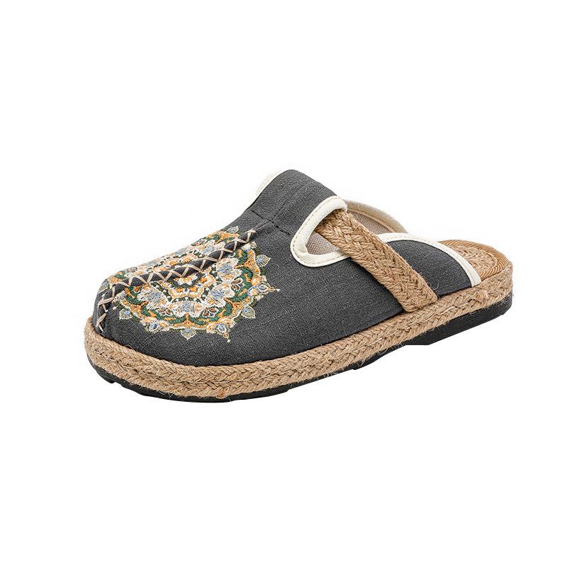 Women's Slip On Mules Comfortable Flat Lightweight Wide Toe Clog Casual Art Painted Travel Shoes Malaga Series