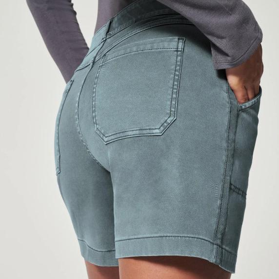 Летние женские модные простые однотонные брюки с карманами, повседневные шорты из эластичного твила с подъемом бедер