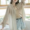 Women's Sunscreen Clothing Thin and Sheer Cardigan for Outerwear In Summer Long-sleeved Shirt Coat Suitable for Petite Women
