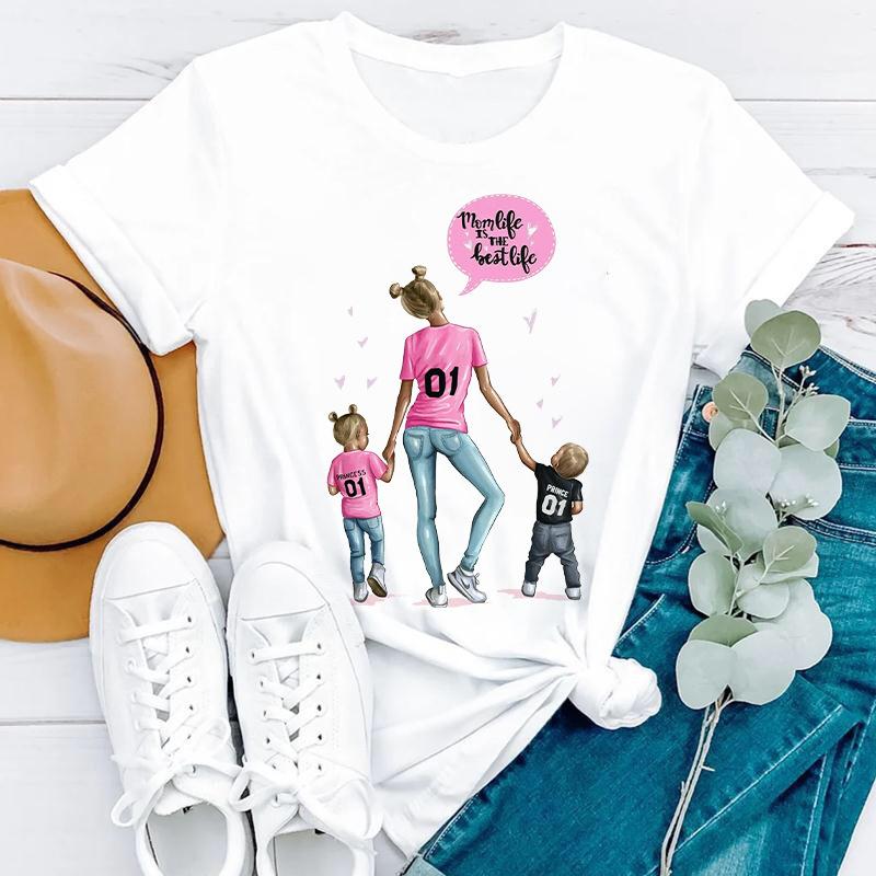 Простая женская одежда больших размеров с принтом на тему Дня матери, стильные женские футболки из чистого хлопка с круглым вырезом и короткими рукавами