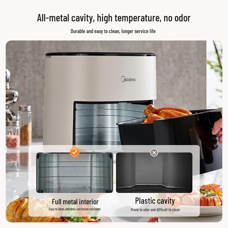 Midea Умная аэрофритюрница и пароварка с прозрачным окошком, не требующая переворачивания, 5,3 л, штепсель CN (адаптер в комплекте)