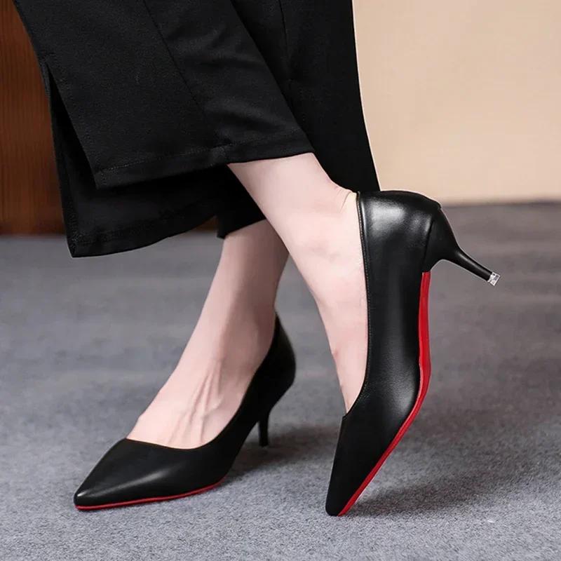 Fashion Classic Black Stiletto Heels Pumps Women 2024 Spring Patent Leather Office Shoes Woman Plus Size 43 Pointed Toe High Heels Shoes