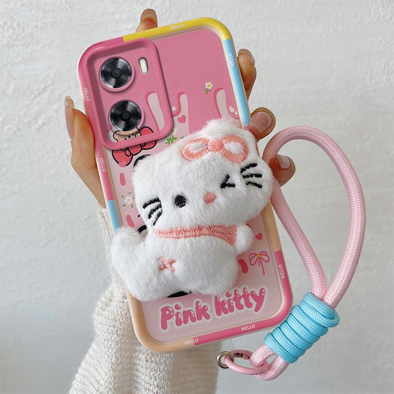 KEYSION Милый 3D мультяшный плюшевый чехол для OPPO A57 4G A57 S A77 с ремешком, силиконовый противоударный чехол для телефона Realme Narzo 50 5G