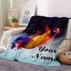 Anime Girl Falling Stars Cat Buttons Flannel Blanket With Customizable Name Comfortable In All Seasons Suitable For Sofas Beds Travel Camping And