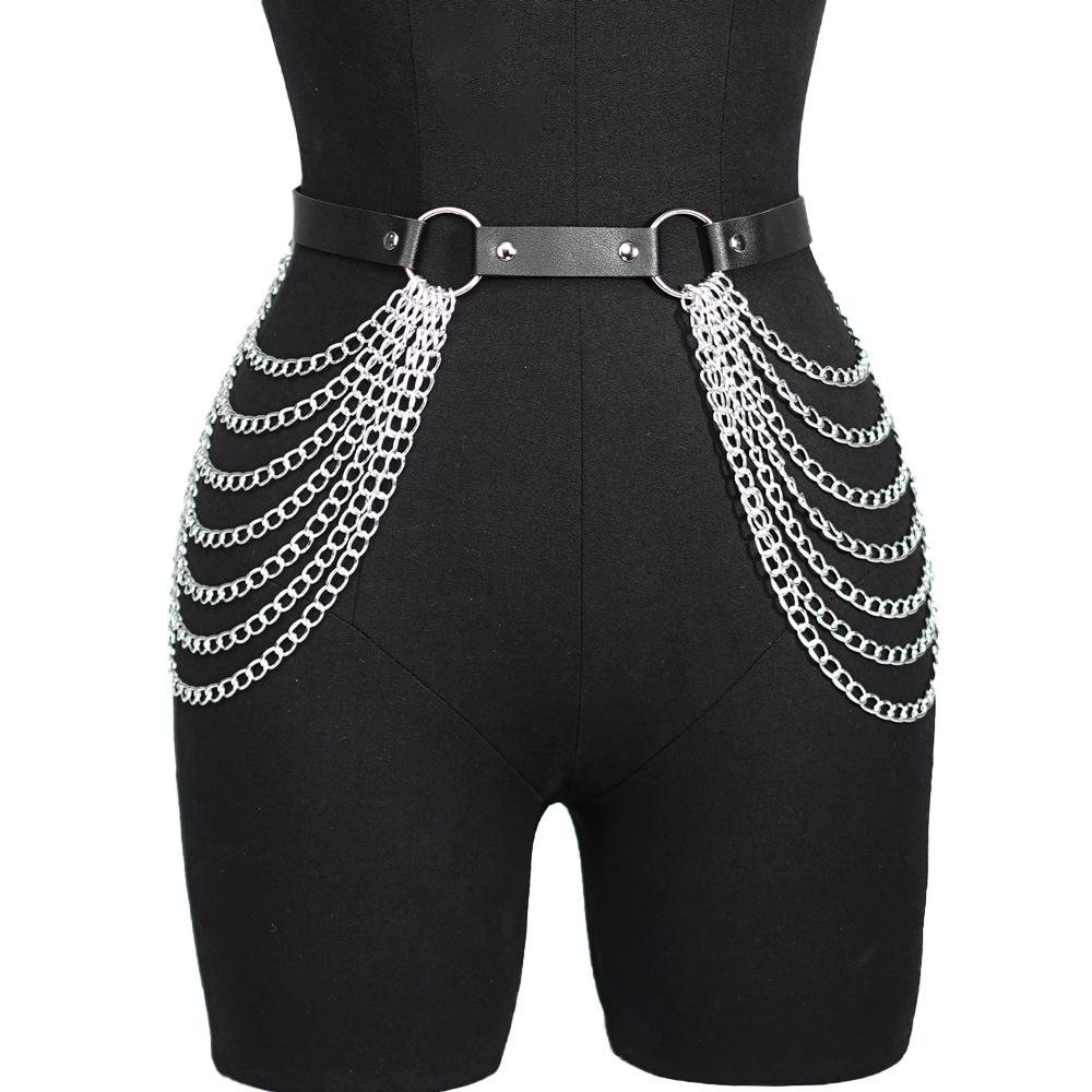 Women's Belt Body Harness Bra Bondage Chain Chest Harness Leather Lingerie Bdsm Fetish Clothing Gothic Women Suspenders Straps