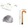 Inflatable Walking Stick Grandpa Accessories Set Glasses Old Man Cosplay Kits  School Party