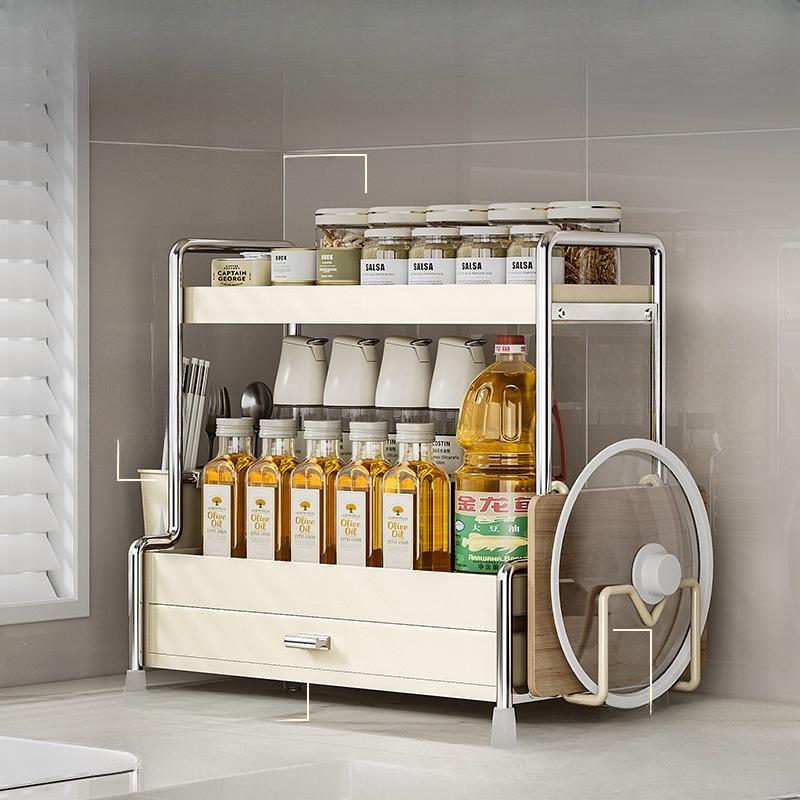 Kitchen Spice Storage Rack Kitchen Shelf Multi-layer Storage & Organization Countertop Spice Tool Carrier Accessories
