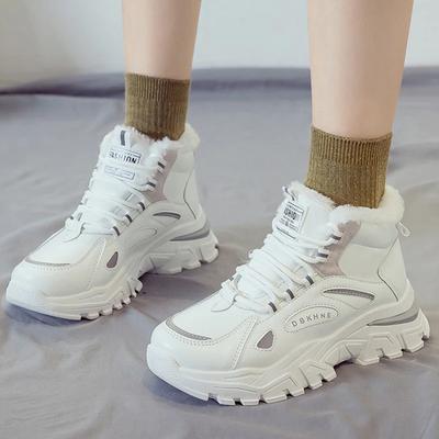 Зимние ботинки, женские теплые повседневные кроссовки, модные зимние ботинки на платформе со шнуровкой, женская уличная обувь, женская обувь