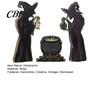 Retro Dark Style Table Decor 3Pcs Halloween Witch Cauldron Lantern Potion Bottle Decorations, Rustic Wooden Handcrafted Solid Wood Silhouette Tabletop