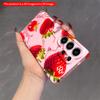 2DFlat Samsung phone case Fresh Strawberries Splash in Pink Glow Applicable to Galaxy S23 S24 S25ULTRA S26 A12 A14 A15 A16 A54 A55