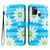 Blue Daisy Luxury Painted Leather Case Wallet Book Style Cover for Oppo A72/A52/A92 4G,A36 4G,Reno 8/9,Realme 8/9/10/11/12...