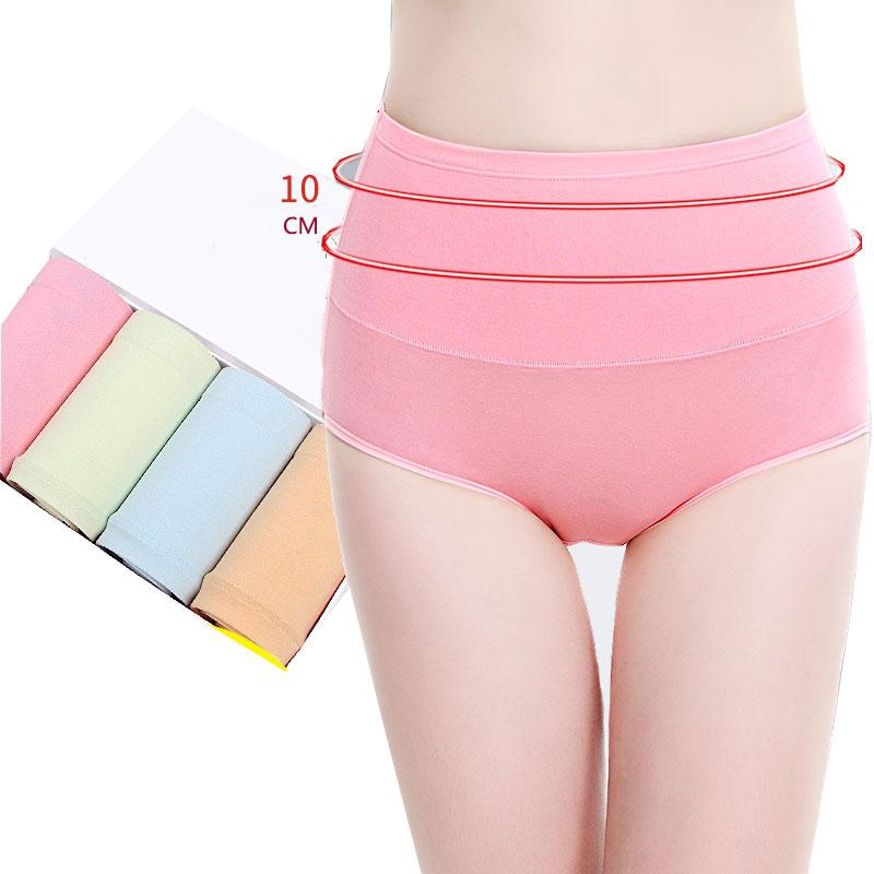 WTEMPO High-grade 4 PCS Elastic High Waist Underwear for Women Cotton Antibacterial Underwear Pure Cotton Crotch Large Size Triangle Briefs