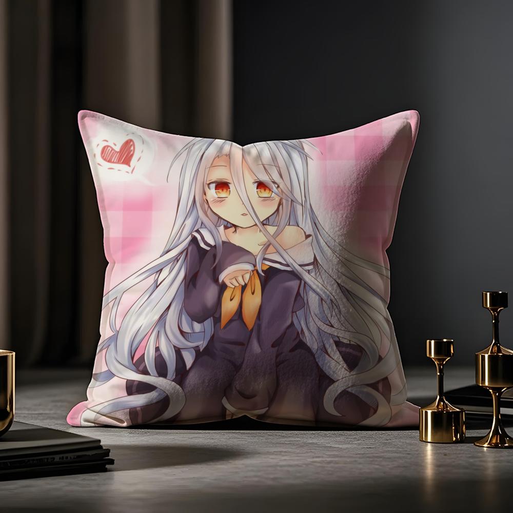 Чехол на подушку из аниме No Game No Life, противопылевой, с потайной молнией, шелковистый короткий плюш, чехол для диванной подушки