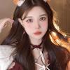 Clavicle Chain Velvet Collar Necklaces Love Heart Pearl Pendant Choker Christmas Bow Choker  Women