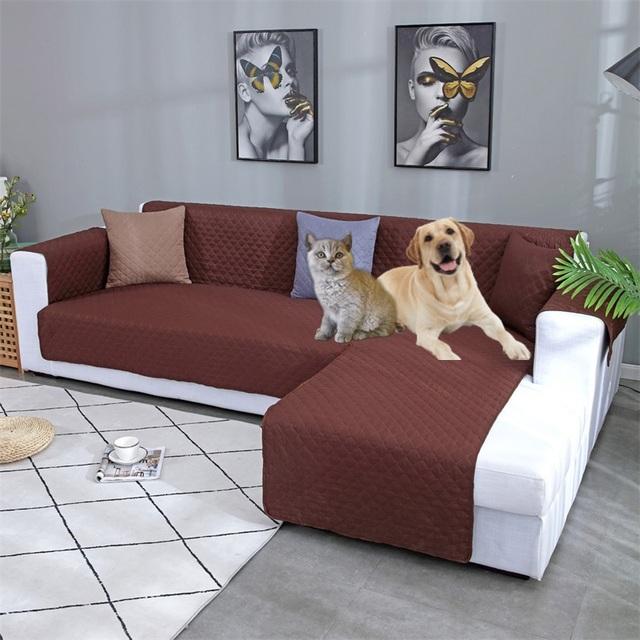 Waterproof L Shape Pet Sofa Covers For Living Room Corner Couch Cover Non Slip Pet Kids Dog Quilted One -Piece Sofa Mat Slipcover