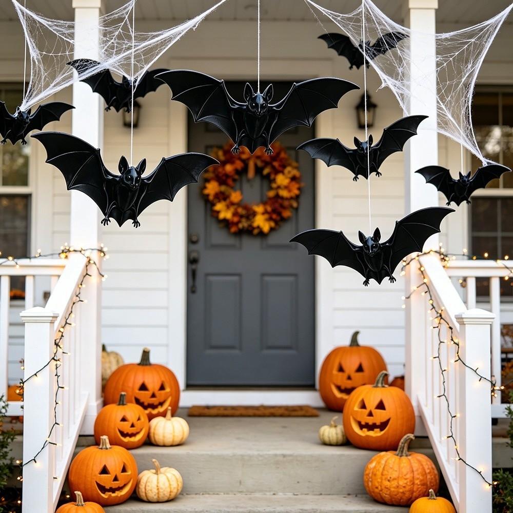 3D Black Bat Bat Decorative Hanging Pendant Gothic Style Flying Bat Wind Chime Garden Porch