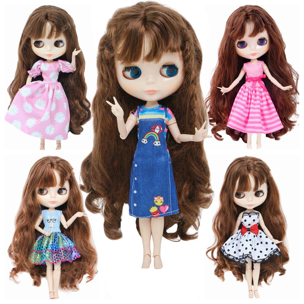 5 Sets Doll Clothes for Blythe Doll Tools Cute Casual Mini Dress Pants Blousers Outfits for 1/6 11.5 Inch Doll Cute Gift Set Girl Toy
