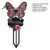 Outdoor Sympathy Gift Butterfly Memorial Garden Stake, Miss You Sign, Pink Acrylic Rose Decor Yard Art Stake for Lawn Courtyard Cemetery Decoration