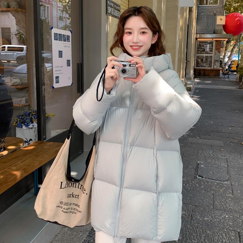 Осень-зима, утепленная теплая парка, женская повседневная милая однотонная Свободная куртка с капюшоном и большим карманом, верхняя одежда