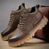 Men's Genuine Leather Retro Large Size Ultra-light Handmade Casual Shoes Men's High-top Ankle Boots