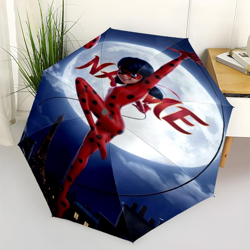 Custom Name Ladybug Theme Automatic Umbrella, Lightweight & Portable, 8 Rib, Perfect for Outdoor Travel, Birthdays, Christmas, Gifts.