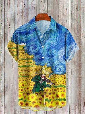 1116 Hot Sale Hawaiian Shirt Printed Shirt European Size Beach for Men's Large Size Shirt